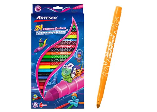 MARCADORES SUPERPUNTA 24 COLORES LAVABLES